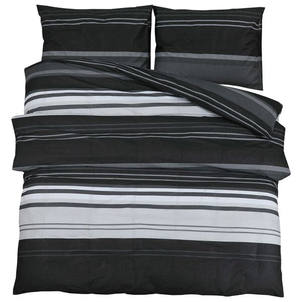 vidaXL Ensemble de housse de couette noir et blanc 225x220 cm Coton