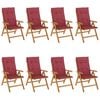 vidaXL Fauteuils pliants inclinables avec coussins 8 pcs teck massif