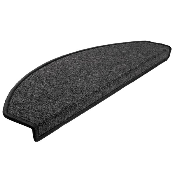 vidaXL Tapis d'escalier 10 pi&egrave;ces 65 x 24 x 4 cm Anthracite Demi-rond Grand
