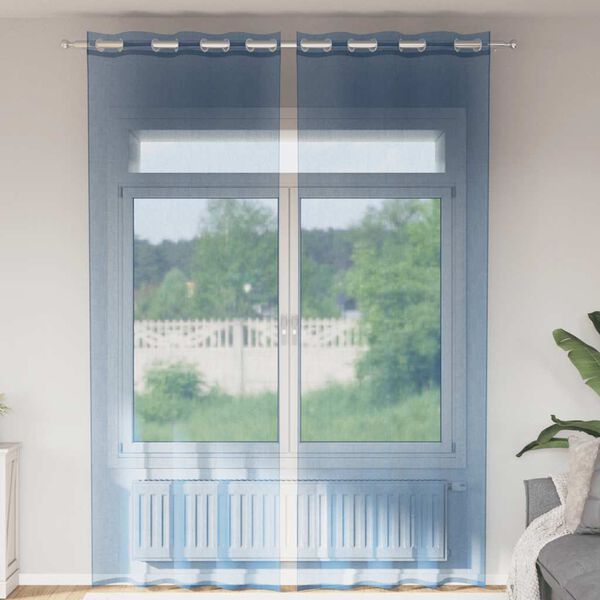 vidaXL Rideaux en voile avec &oelig;illets 2 pcs bleu royal