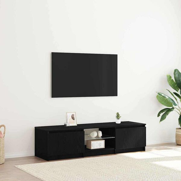 vidaXL Meuble TV Ch&ecirc;ne noir 140 x 38,5 x 36 cm Bois d'ing&eacute;nierie