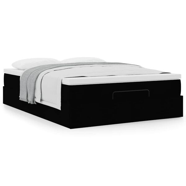 VidaXL Cadre de lit ottoman avec matelas noir 140x200 cm tissu