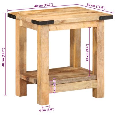 vidaXL Table d'appoint 40x30x40 cm bois massif de manguier brut