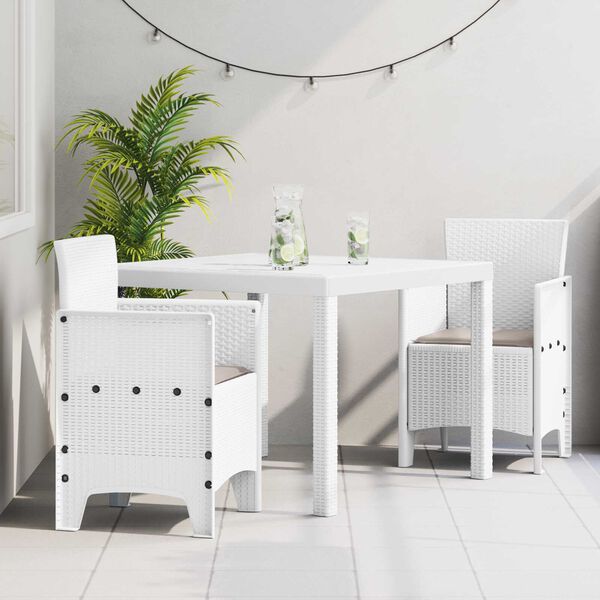vidaXL Ensemble de salle à manger pour jardin 3 pcs Blanc Rattan Polt