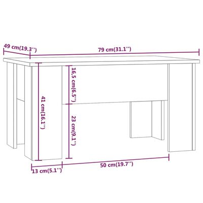 vidaXL Table basse Blanc 79x49x41 cm Bois d'ingénierie