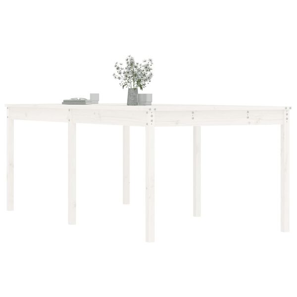 vidaXL Table de jardin blanc 203,5x100x76 cm bois massif de pin
