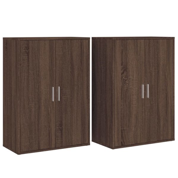 vidaXL Buffets 2 pcs ch&ecirc;ne marron 60x31x84 cm bois d'ing&eacute;nierie