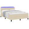 vidaXL Lit &agrave; ressorts avec matelas avec LED Cr&egrave;me 140 x 190 cm tissu