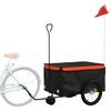 vidaXL Remorque de v&eacute;lo noir et orange 30 kg fer