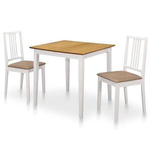 vidaXL Mobilier de salle &agrave; manger 3 pcs MDF Blanc