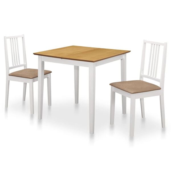 vidaXL Mobilier de salle &agrave; manger 3 pcs MDF Blanc