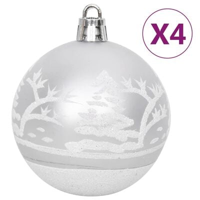 vidaXL Ensemble de boules de Noël 108 pcs Argenté et blanc