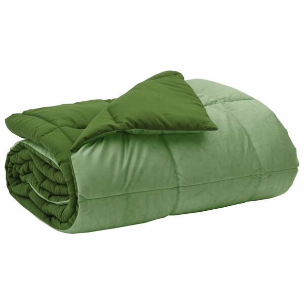 vidaXL Duvet d'hiver Matelass&eacute; Vert 135 x 200 cm Microfibre