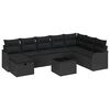 vidaXL Ensemble de canap&eacute; de jardin avec coussin 9 pcs Noir Poly rotin