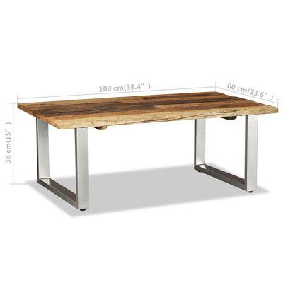 vidaXL Table basse Bois de récupération massif 100x60x38 cm