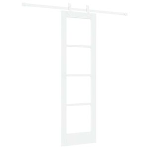 vidaXL Porte coulissante Blanc 61 x 198,5 cm Solid Pine Wood and Glass