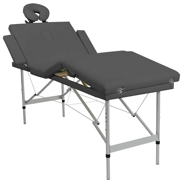 vidaXL Table de massage 4 zones Cadre en aluminium Anthracite 186x68cm