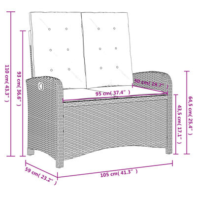 vidaXL Ensemble à manger de jardin et coussins 2 pcs beige poly rotin