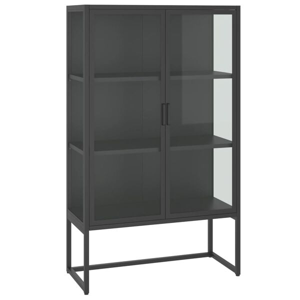 vidaXL Buffet haut Anthracite 80x35x135 cm Acier et verre trempé