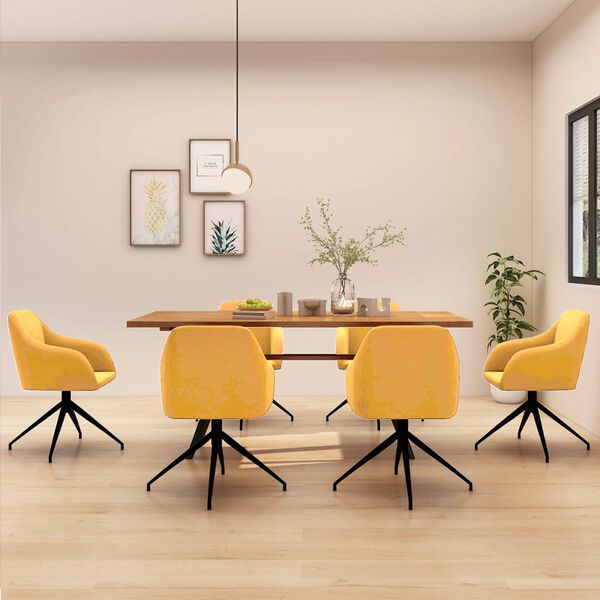 vidaXL Chaises &agrave; manger lot de 6 Jaune moutarde Velours