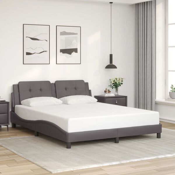 vidaXL Cadre de lit avec LED sans matelas Zadar gris 160x200 cm