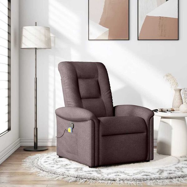 vidaXL Fauteuil de massage inclinable Marron fonc&eacute; Tissu