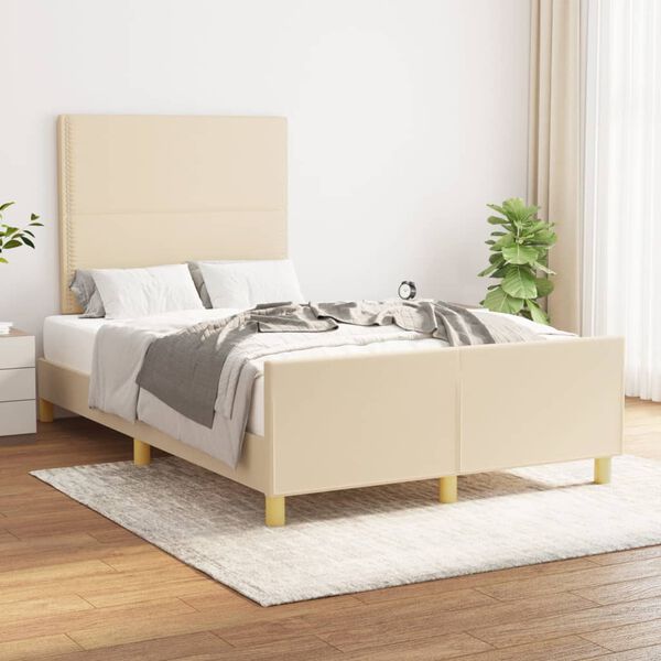 vidaXL Cadre de lit sans matelas cr&egrave;me 120x200 cm tissu