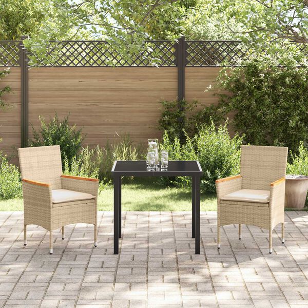 vidaXL Ensemble de salle à manger pour jardin 3 pcs Beige polyrotin