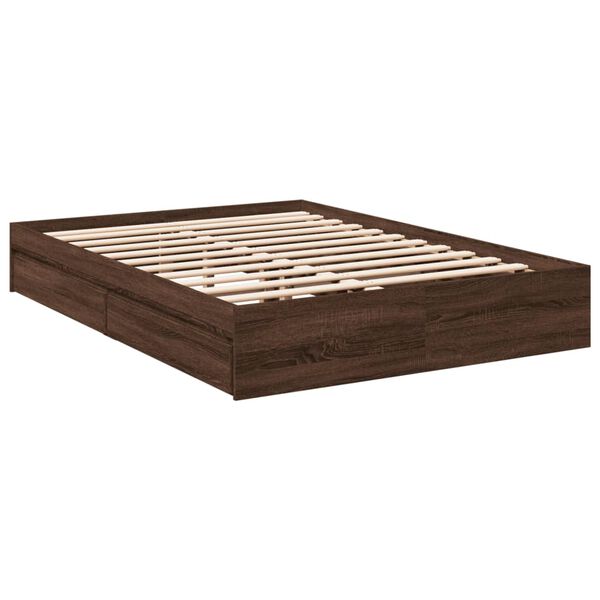 vidaXL Cadre de lit avec tiroirs sans matelas ch&ecirc;ne marron 120x190 cm