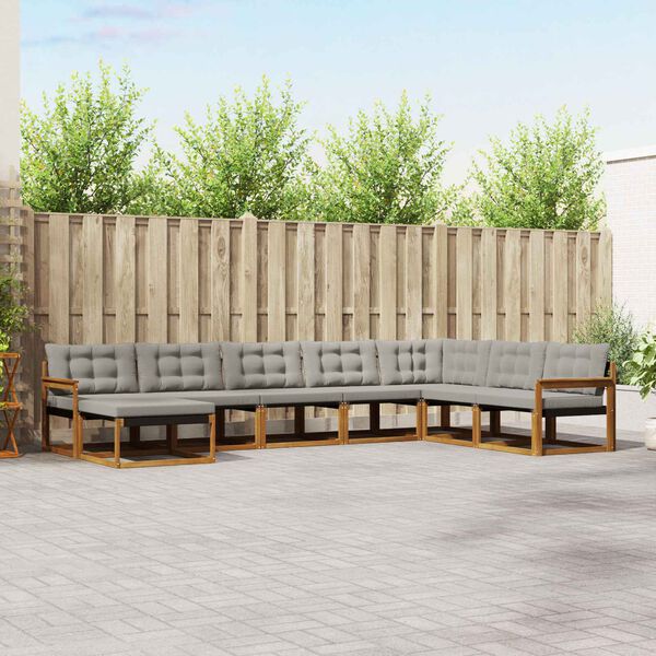 vidaXL Ensemble de canap&eacute;s d'ext&eacute;rieur 8 pcs Gris Naturel et Clair