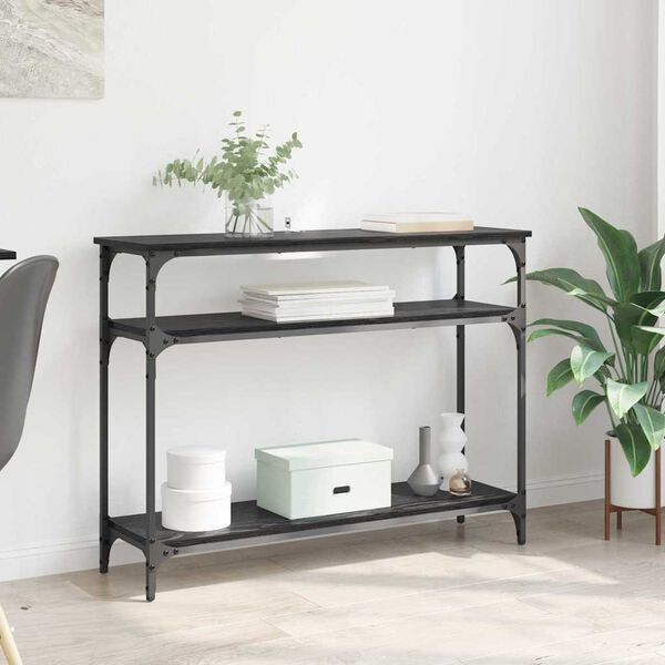 vidaXL Table console Ch&ecirc;ne noir 100 x 29 x 75 cm Bois d'ing&eacute;nierie