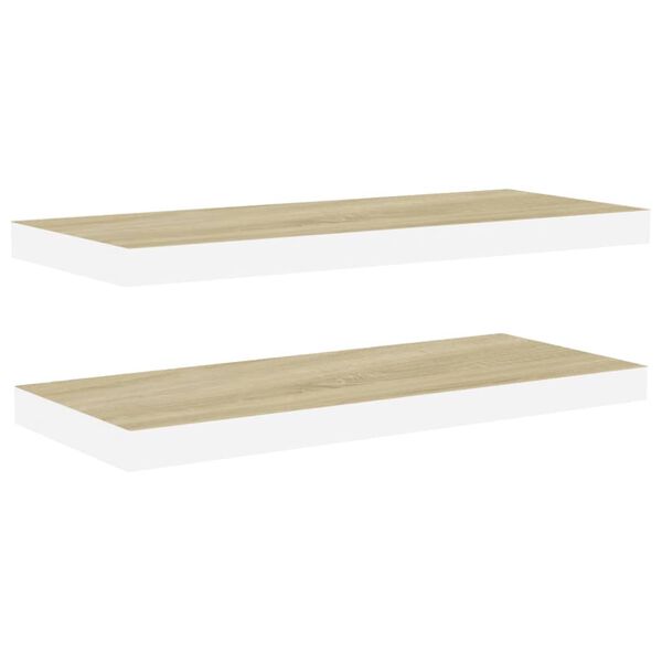 vidaXL Étagères flottantes 2 pcs chêne et blanc 80x23,5x3,8 cm MDF