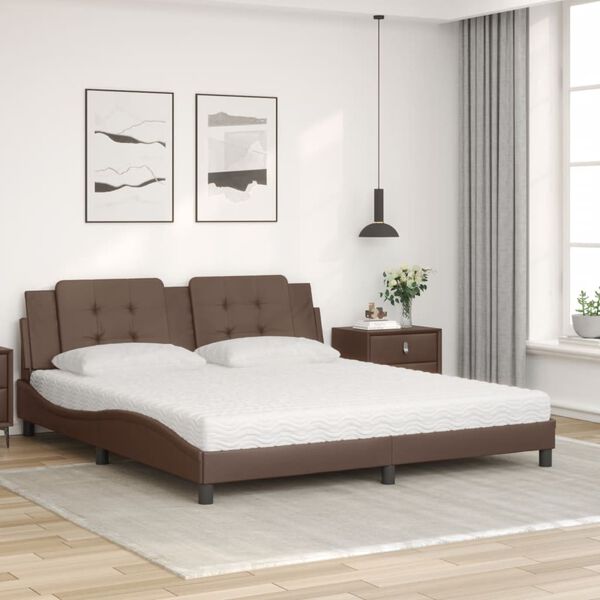 vidaXL Lit avec matelas Zadar marron 180x200 cm similicuir