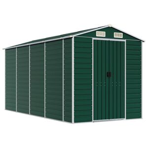 vidaXL Abri de jardin vert 191x385x198 cm acier galvanis&eacute;