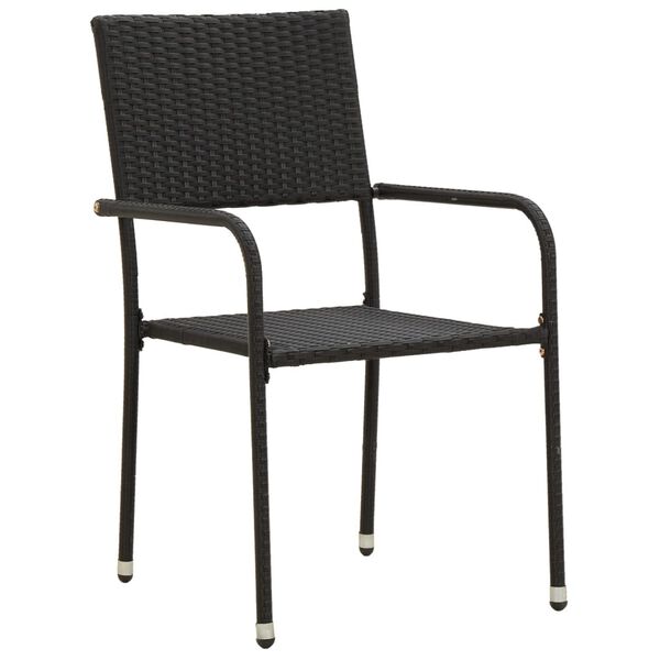 vidaXL Mobilier &agrave; d&icirc;ner d'ext&eacute;rieur 7 pcs R&eacute;sine tress&eacute;e Noir