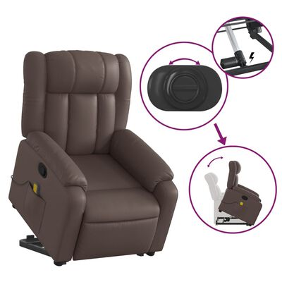 vidaXL Fauteuil inclinable de massage Marron Similicuir