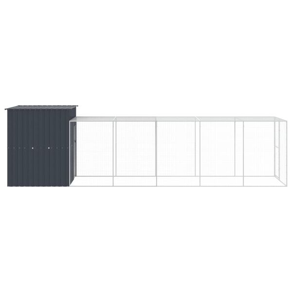 vidaXL Poulailler avec cour anthracite 165x659x181 cm acier galvanisé