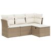 vidaXL Salon de jardin avec coussins 4 pcs beige r&eacute;sine tress&eacute;e