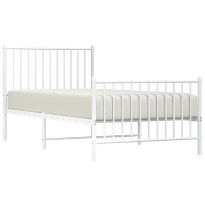 vidaXL Cadre de lit métal sans matelas avec pied de lit blanc 90x190cm