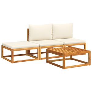 vidaXL Ensemble de canap&eacute;s de jardin 4 pi&egrave;ces avec coussins en bois d'acacia et corde