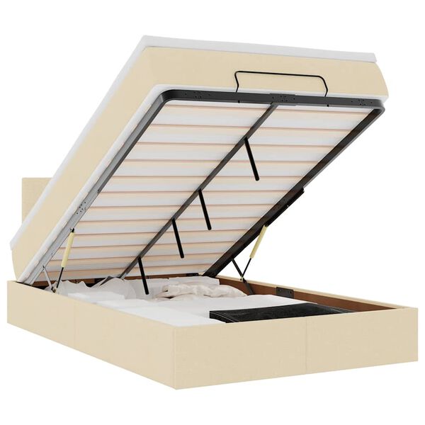 vidaXL Lit ottoman avec matelas et LED cr&egrave;me 120x190 cm tissu