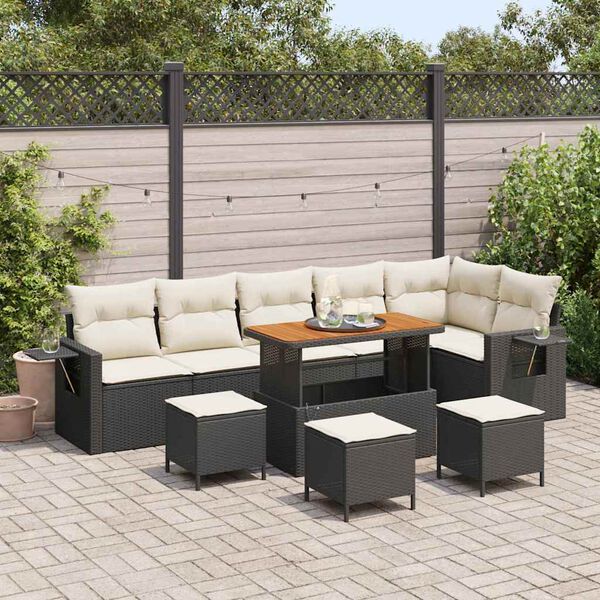 vidaXL Ensemble de canap&eacute; de jardin 10 pcs Noir polyrotin