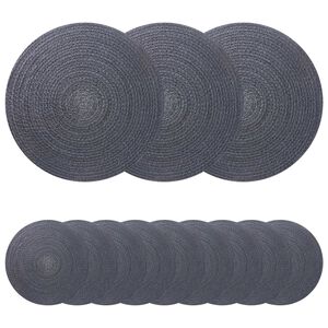 vidaXL Placemets en jute 12 pcs Gris fonc&eacute; &Oslash; 30 cm 100 % jute Tossa