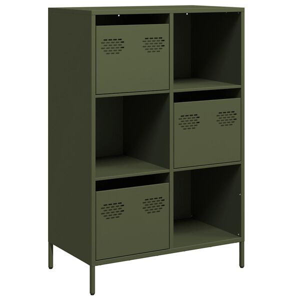 vidaXL Buffet haut vert olive 68x39x103,5 cm acier