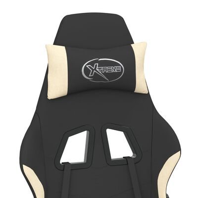 vidaXL Chaise de jeu de massage avec repose-pied Noir et crème Tissu