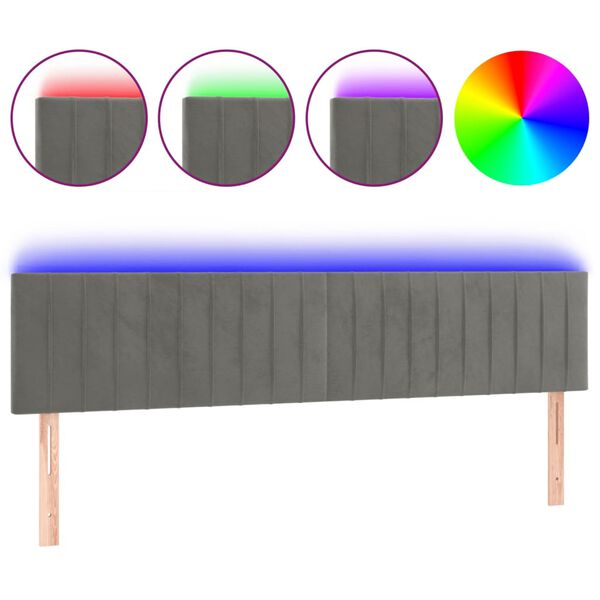 vidaXL T&ecirc;te de lit &agrave; LED Gris clair 160x5x78/88 cm Velours