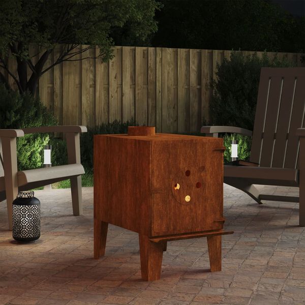 vidaXL R&eacute;chaud de camping 35x50x55 cm acier corten