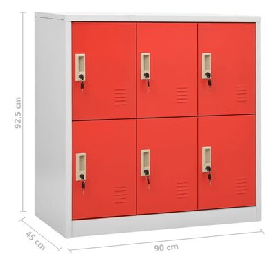 vidaXL Armoires à casiers 2 pcs Gris clair et rouge 90x45x92,5cm Acier
