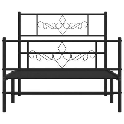 vidaXL Cadre de lit métal sans matelas avec pied de lit noir 75x190 cm