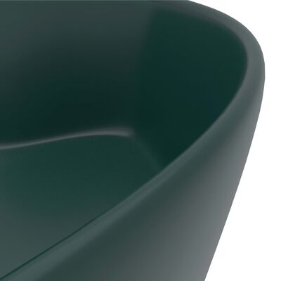 vidaXL Lavabo de luxe avec trop-plein Vert foncé mat 36x13cm Céramique